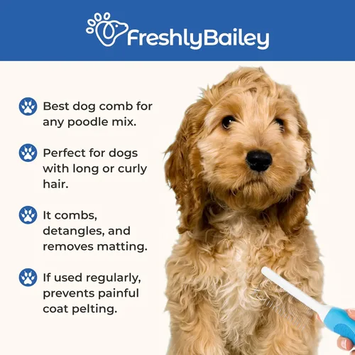 Miniatura 4 de Peine de aseo para cabello largo y rizado en perros y gatos - Cepillo desenredante superior para mascotas - Elimina y evita el pelo enmarañado