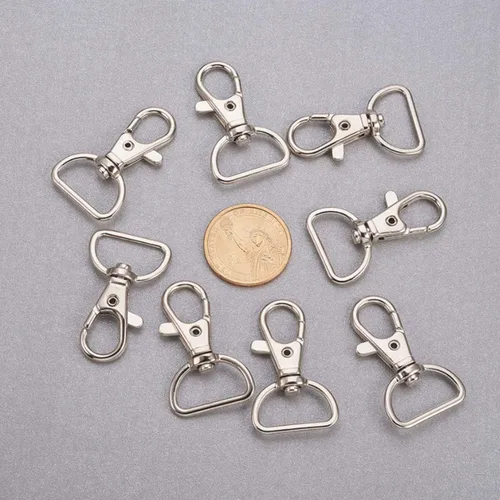Miniatura 7 de Broche giratorio, ganchos giratorios de gatillo, anillos en D de 1 pulgada, cierres de pinza de langosta de metal, 40 piezas para hacer pestañas a