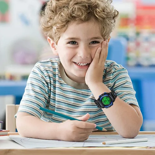 Miniatura 3 de Reloj analógico para niños, reloj para niños de 6 a 15 años, reloj digital para deportes al aire libre, multifuncional con cronógrafo LED 50 M