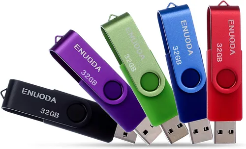 Miniatura 7 de Unidad flash de 16 GB, paquete de 5 unidades de pulgar ENUODA de 16 GB, diseño giratorio USB 2.0, memoria USB 2.0, unidad de bolígrafo para 16GB* 5