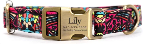 Collar de perro personalizado con nombre y número de teléfono grabado, collar ajustable personalizado para cachorros, collar de algodón orgánico