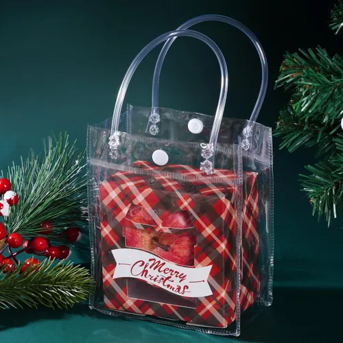 Miniatura 4 de 25 bolsas de regalo de PVC transparente con asas, bolsa de plástico pequeña, envoltura de regalo transparente reutilizable / bolsas de compras