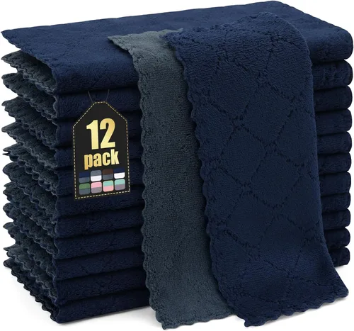 Miniatura 47 de Homaxy - Paquete de 12 trapos de cocina (10 x 10 pulgadas, morado), de terciopelo coral, supersuaves y absorbentes, de secado rápido, paño