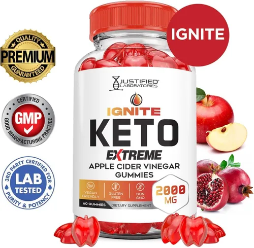 Miniatura 3 de Justified Laboratories Ignite Keto ACV Gummies Extreme 2000 mg Advanced Ignite Keto Gummies Vinagre de sidra de manzana formulado con jugo