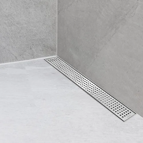 Miniatura 5 de Neodrain Drenaje de ducha lineal cepillado de 18 pulgadas con cubierta extraíble de patrón Quadrato, drenajes de piso de ducha rectangulares