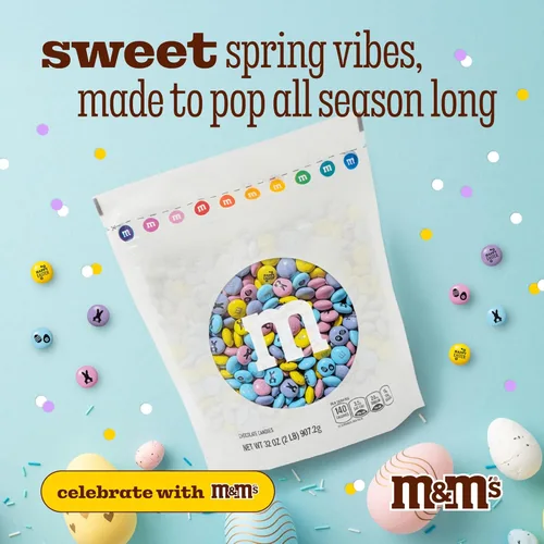 Miniatura 7 de M&M'S WORLD Dulces de Chocolate de Pascua – Paquete resellable de 2 libras de dulces de chocolate con leche a granel, ideal para dulces de Pascua
