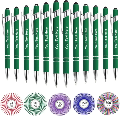Miniatura 62 de Hasta 500 bolígrafos personalizados a granel, bolígrafo grabado personalizado con punta de lápiz capacitivo, carcasa multicolor retráctil, bolígrafo