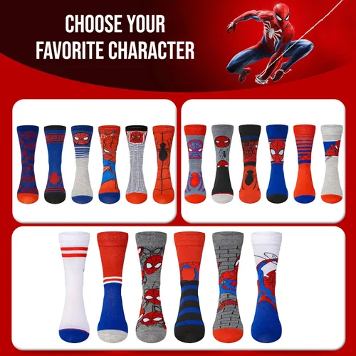 Miniatura 5 de Marvel Calcetines Spiderman para niños y hombres, paquete de 6 calcetines para hombres y niños, calcetines atléticos para hombres, calcetines