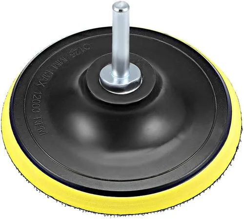 Miniatura 3 de uxcell Almohadilla de respaldo de gancho y bucle de 5 pulgadas, placa de soporte de pulido de lijado con adaptador de taladro M10 para lijadora