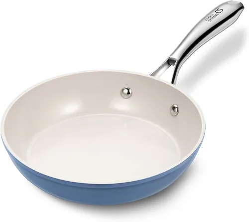 Miniatura 14 de KOCH SYSTEME CS Sartén antiadherente de 10 pulgadas con tapa, sartén de cerámica con mango de acero inoxidable, sartén antiadherente de cerámica