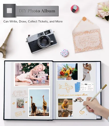 Miniatura 4 de Álbum de fotos Artfeel autoadhesivo, álbum de manualidades para fotos de 3 x 5, 4 x 6, 5 x 7 y 8 x 10 pulgadas, 40 páginas, cubierta de lino