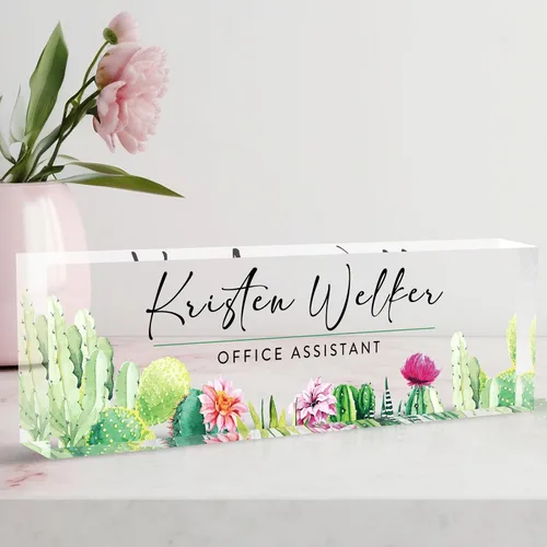 Miniatura 34 de Placa de Nombre Personalizada a Criterio, Placa de Escritorio de Acrílico, Decoración de Oficina para Mujeres y Hombres, Regalos de Agradecimiento
