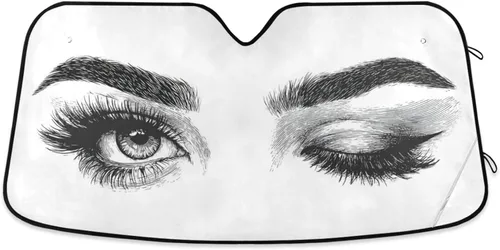 Parasoles para parabrisas de vehículo, diseño de ojos de mujer, guiño y pestañas sexys, bloquean rayos ultravioleta y mantienen tu vehículo fresco,