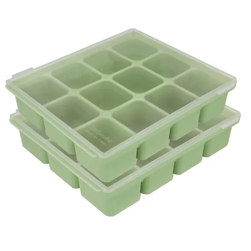 Miniatura 10 de Bandeja de silicona para congelador, cubos de almacenamiento de comida para bebé con tapa a clip, congelar comida para bebé, sopas, purés, hielo