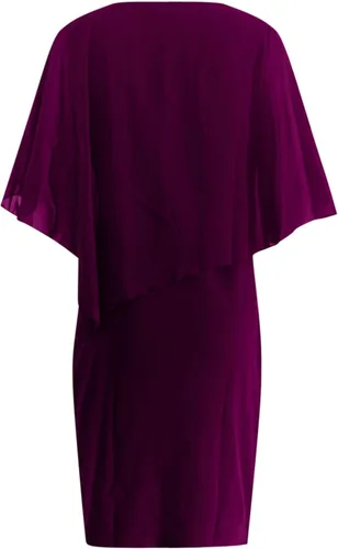 Miniatura 4 de Vestido de capa para mujer, talla grande, con cuello en V y diamantes de imitación, superposición de gasa, vestido de tubo bodycon para boda, cóctel
