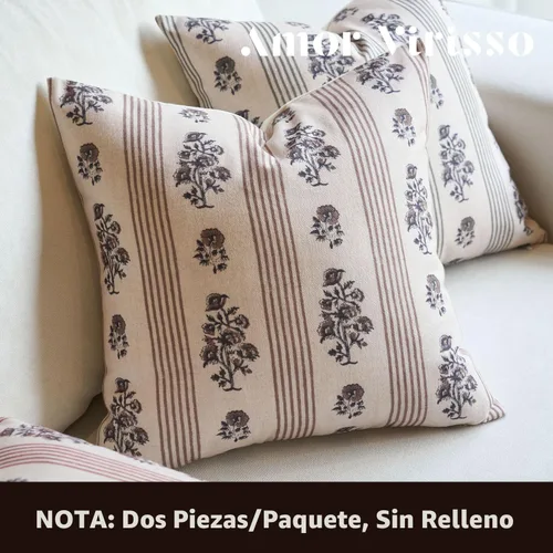Miniatura 6 de Amor Virisso Fundas de almohada florales para sofá 18x18 Juego de 2 Fundas de almohada con estampado en bloque Fundas de almohada decorativas