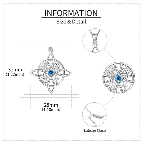 Miniatura 39 de YAFEINI Collar con dije de nudo de bruja de plata de ley, amuleto de bruja de cruz celta, regalo para mujer