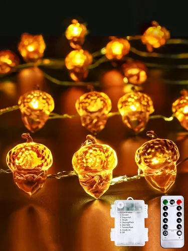30LED Acorn Fairy Lights Battery Operated Fall String Lights Indoor Decor | Remote Control, 8 Lighting Modes, IP44 Waterproof, Timer & Dimmable,