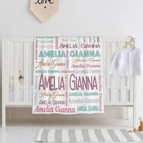Miniatura 3 de Mantas de bebé personalizadas para niñas y niños, mantas de bebé personalizadas con nombre para niños y niñas, regalos personalizados para bebés