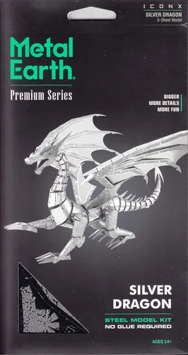 Miniatura 5 de Figura de dragón de plata Metal Earth IconX