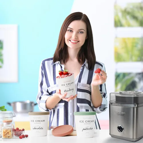 Miniatura 7 de ZICOTO Juego de 3 contenedores reutilizables para helado de 1 cuarto cada uno - Perfecto para sorbete casero, yogur congelado o helado