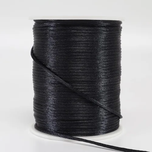 Cordón de nailon satinado de 2 mm x 100,58 m, hilo de nailon sedoso y suave para joyería, pulseras, collares, cuentas, hilo para macramé, cola de