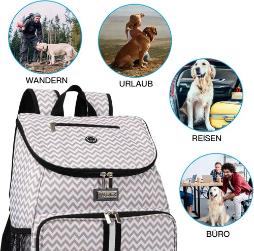 Miniatura 6 de BAGLHER Bolsa de viaje para perros, mochila de suministros para mascotas aprobada por aerolíneas, mochila de viaje para perros con 2 cuencos