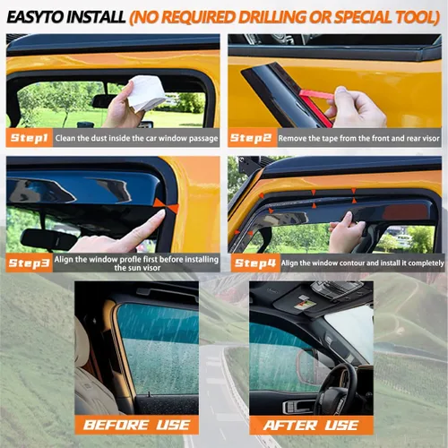 Miniatura 6 de Viseras de ventana en canal, protectores de lluvia compatibles con Mazda CX-5 2017-2025 (2017-2025) - Deflectores de ventilación de policarbonato