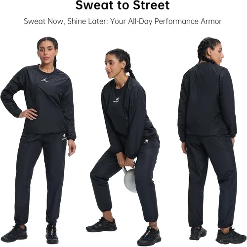 Miniatura 2 de HOTSUIT Traje de sauna para mujer, duradero, gimnasio, entrenamiento, sauna, chaqueta, pantalones, trajes de sudor