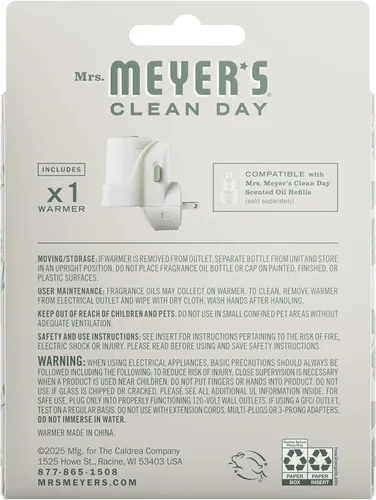 Miniatura 2 de MRS. MEYER'S Clean Day - Difusor de aceite perfumado premium, ambientador de pared enchufable, dispositivo de aroma aromatéutico para el hogar
