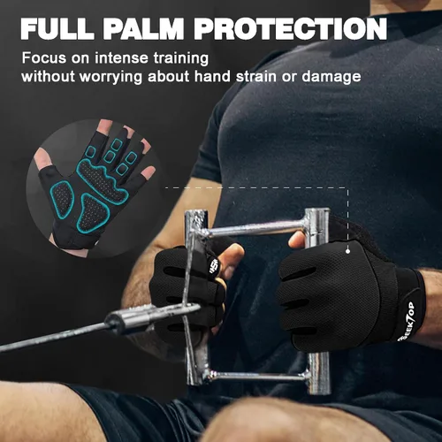 Miniatura 4 de Seektop Guantes de entrenamiento transpirables para mujeres y hombres, guantes gruesos acolchados para levantamiento de pesas, protección completa