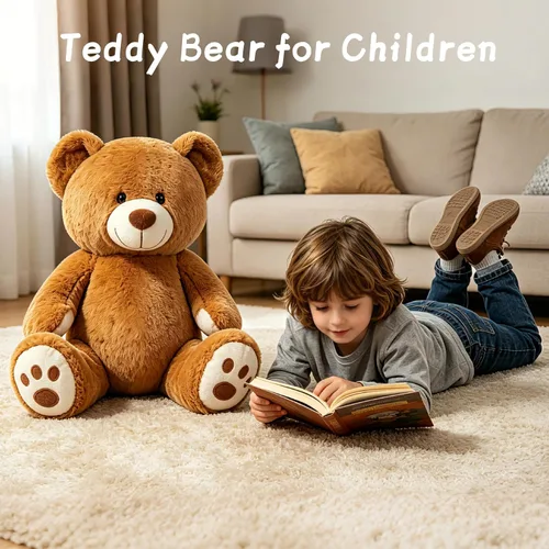 Miniatura 3 de Oso de peluche de 15 pulgadas, bonito oso de peluche con huellas, oso suave marrón, regalos para niños, bebés pequeños en baby shower, cumpleaños
