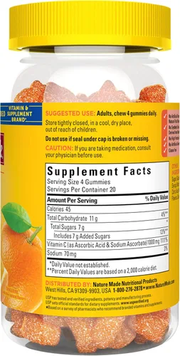 Miniatura 9 de Nature Made Dosis máxima fuerza Vitamina C 1000 mg por porción, gomitas de vitamina C de apoyo inmunológico para adultos, 80 gomitas, suministro