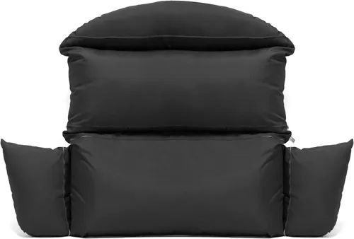 Miniatura 3 de LeisureMod Cojín colgante para silla de columpio para 2 personas, color negro, algodón suave y transpirable, funda extraíble con cremallera