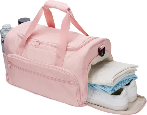 Bolsa de gimnasio para hombres y mujeres, pequeña bolsa deportiva con bolsillo húmedo y compartimento para zapatos, bolsa de lona resistente al agua