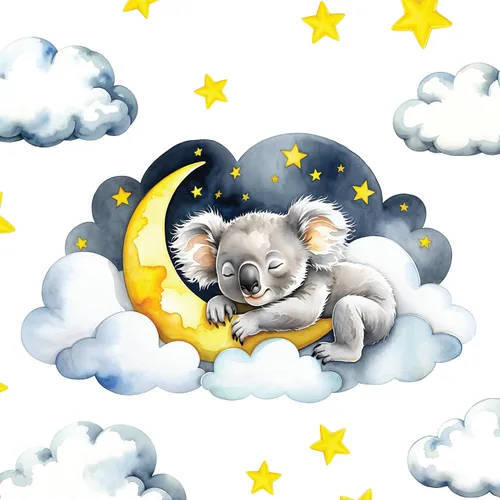 Miniatura 9 de Calcomanía de pared extraíble – Conejito dormido en la nube con luna y estrellas Juego de calcomanías de tela grande para guardería o habitación