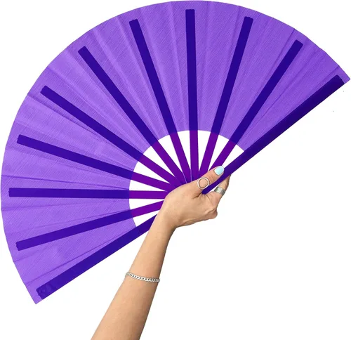 Miniatura 18 de Ventilador grande de 13 pulgadas para baile de línea, abanicos de mano para mujer, plegables, botas en el suelo, portátil para exteriores, boda