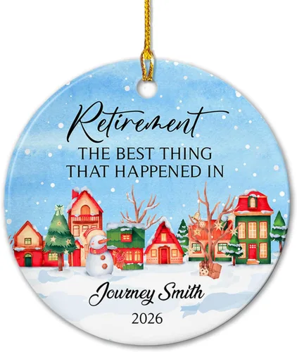 Miniatura 24 de Adorno de cerámica personalizado de jubilación Navidad 2026, A Wise Man Once Said I'm Outta Here & He Lived Happily Ever After, adorno de cerámica