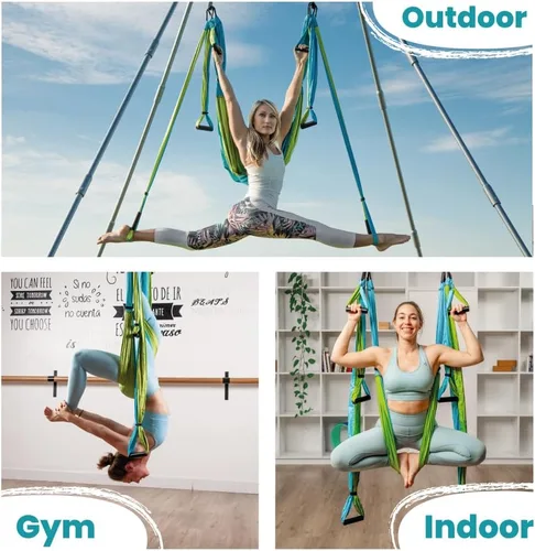 Miniatura 3 de Columpio de trapecio de yoga para el hogar y exterior Fácil instalación para fuerza, equilibrio y alivio del dolor de espalda Correas ajustables