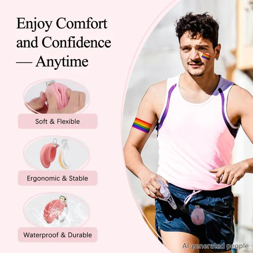 Miniatura 4 de Jaula de castidad para hombre Sissy con una vagina suave y realista - Dispositivo de castidad Yithuet Cobra de material TPE suave, transpirable