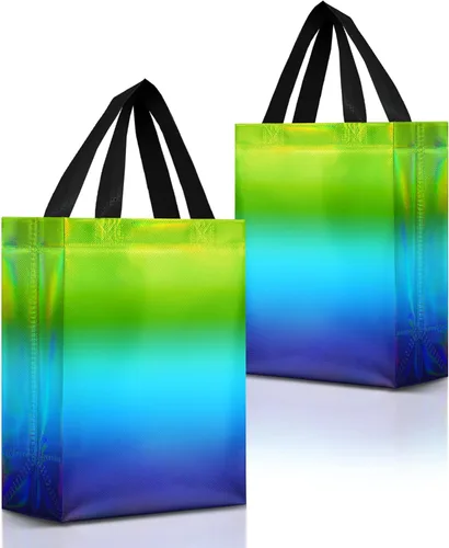 Miniatura 21 de Nush Nush Juego de 12 bolsas de regalo medianas degradadas – 4 impresionantes y brillantes bolsas de regalo reutilizables con asas – Bolsa de regalo