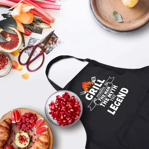 Miniatura 3 de ZOORON Funny Cooking Chef Apron with Pockets BBQ Kitchen Work Aprons Birthday Father’s Day Grilling Gifts for Dad, Husband Asar al hombre