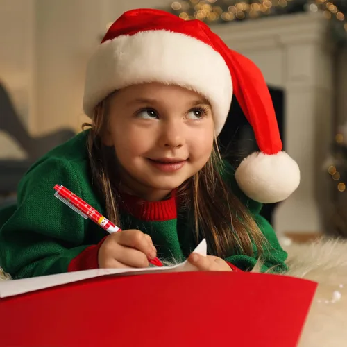 Miniatura 7 de Leinuosen 48 piezas de bolígrafos de Navidad a granel lindos bolígrafos retráctiles de tinta de gel de color rojo y verde, diseño de renos y árbol