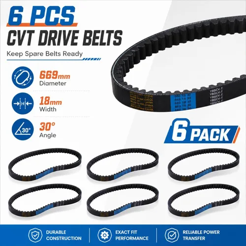 Miniatura 2 de 6 piezas 669-18-30 CVT Correa de transmisión Compatible con 4 tiempos 49CC 50CC GY6 139QMB 1P39QMB Roketa Tank Jmstar Taotao Baja Vespa Jonway