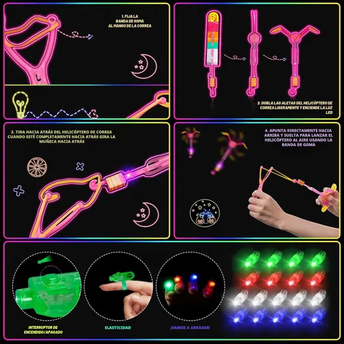 Miniatura 7 de OLUPP Suministros de fiesta que brillan en la oscuridad, 264 piezas de regalos de fiesta iluminados con gafas LED, varillas brillantes, luces