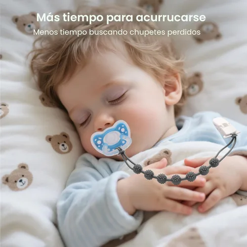 Miniatura 3 de Eascrozn Paquete de 6 clips de silicona para chupete con diseño de una sola pieza para bebés, niños y niñas, sin BPA, clips suaves y flexibles