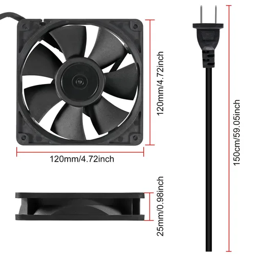 Miniatura 6 de UMLIFE 1 unidad EC 4.724 in x 0.984 in rodamientos de bolas dobles 4.724 in x 4.724 in x 0.984 in ventilador de ventilación de refrigeración DIY