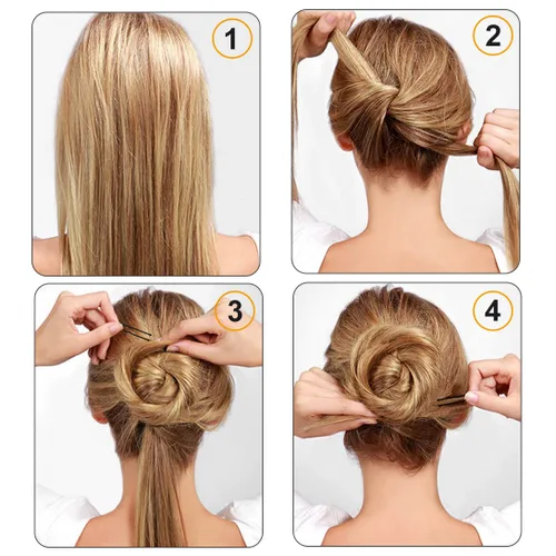 Miniatura 4 de Cehony Horquillas en forma de U, 200 unidades para mujeres, señoras, niñas, horquillas históricas francesas, horquillas para peinar el cabello, Negro