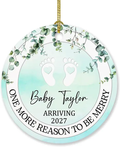 Miniatura 17 de Adorno personalizado para bebé que llega 2027, adorno de Navidad de Bump, elige el nombre del bebé y el año de Navidad para el nuevo abuelo abuela