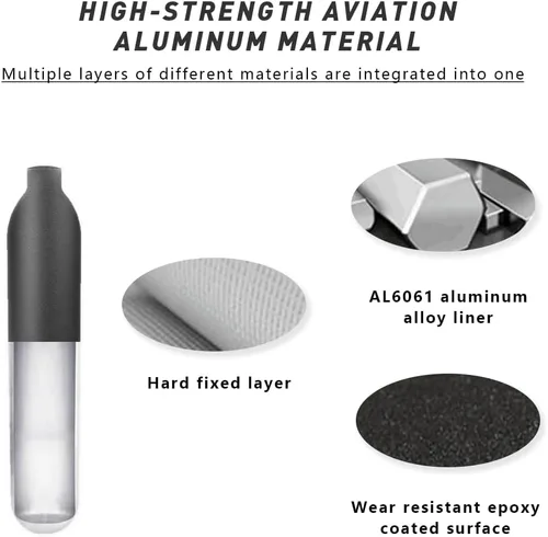 Miniatura 6 de Botella de aire de aluminio de 4500 psi, cilindro de PCP aeronáutico a prueba de explosiones de 30 Mpa, tanque de alta presión recargable M18 * 1.5